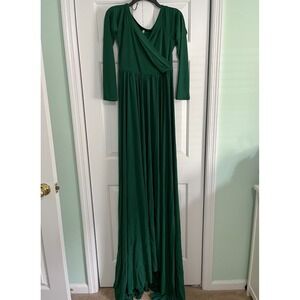 Saslax Maternity Half‎ Circle Gown Sz Medium Photo Props Dress Pregnancy Green